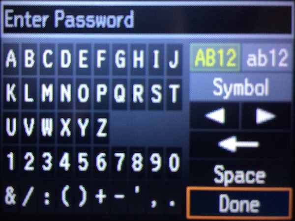Ввод пароля SSID
