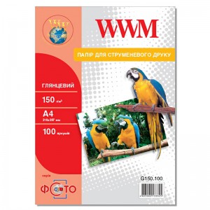 Глянцевая фотобумага А4 WWM 150 г/м² — 100 листов