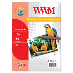 Глянцевий фотопапір А3 WWM 150 г/м² — 50 аркушів