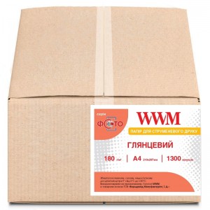 Глянцевая фотобумага А4 WWM 180 г/м² — 1300 листов
