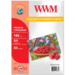 Глянцевий фотопапір преміум А4 WWM 180 г/м² — 50 аркушів