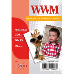 Глянцевая фотобумага 10х15 WWM 200 г/м² — 10 листов
