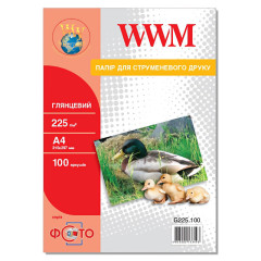 Глянцевий фотопапір А4 WWM 225 г/м² — 100 аркушів