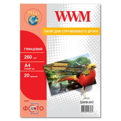 Глянцевая фотобумага А4 WWM 260 г/м² — 20 листов