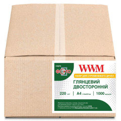 Глянцевая фотобумага двусторонняя А4 WWM 220 г/м² — 1000 листов