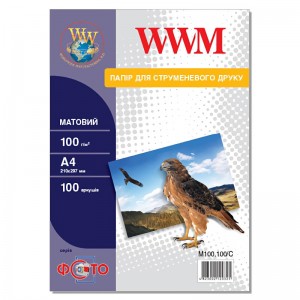 Матовая фотобумага А4 WWM 100 г/м² — 100 листов