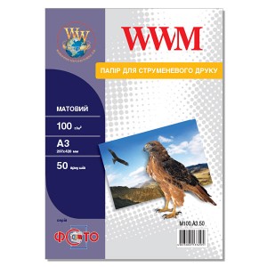 Матовая фотобумага А3 WWM 100 г/м² — 50 листов