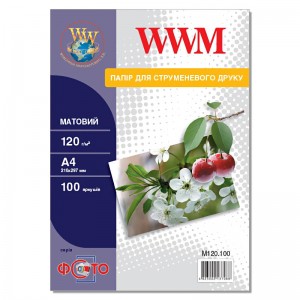 Матовая фотобумага А4 WWM 120 г/м² — 100 листов