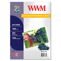 Матовий фотопапір А4 WWM 180 г/м² — 100 аркушів