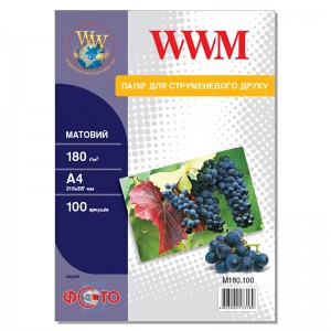 Матовая фотобумага А4 WWM 180 г/м² — 100 листов