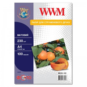 Матовая фотобумага А4 WWM 230 г/м² — 100 листов