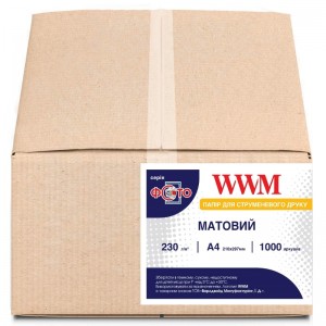 Матовий фотопапір А4 WWM 230 г/м² — 1000 аркушів