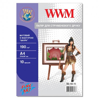 Матовая фотобумага «Кожа» А4 WWM 190 г/м² (10 листов)