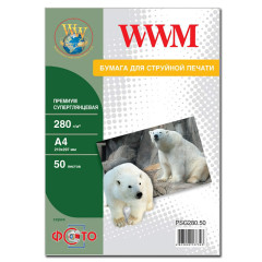 Суперглянцевий фотопапір преміум А4 WWM 280 г/м² — 50 аркушів