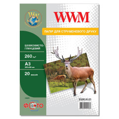 Шовковисто-глянцевий фотопапір А3 WWM 260 г/м² — 20 аркушів
