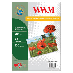 Шовковисто-матовий фотопапір А4 WWM 260 г/м² — 100 аркушів