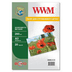 Шовковисто-матовий фотопапір А3 WWM 260 г/м² — 20 аркушів