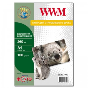 Шелковистая полуглянцевая фотобумага А4 WWM 260 г/м² — 100 листов